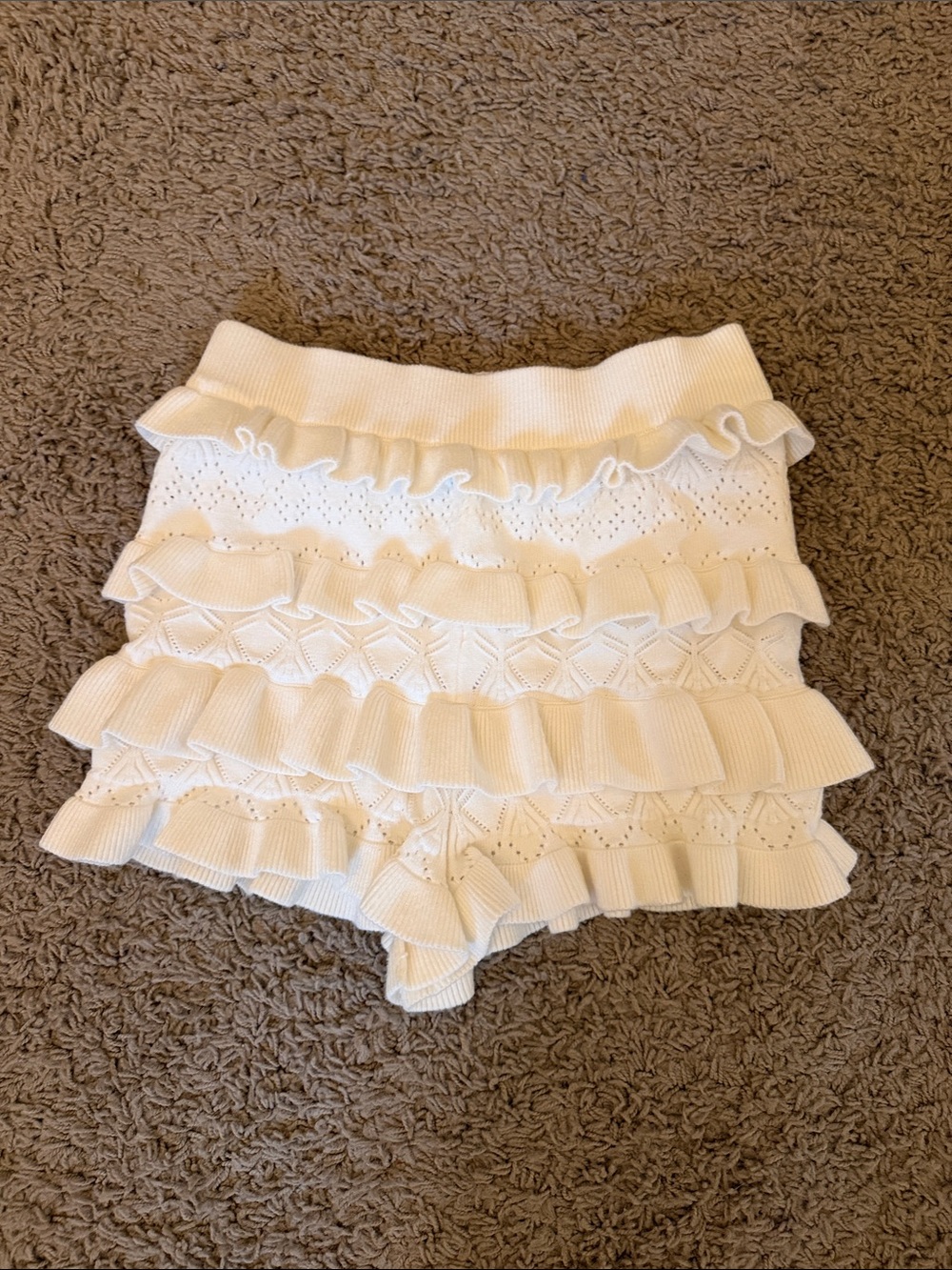 Amazon Ivory Ruffle Knit Shorts